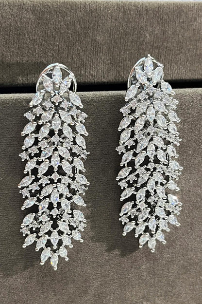 Sleek Tassel White Zirconia Earrings 