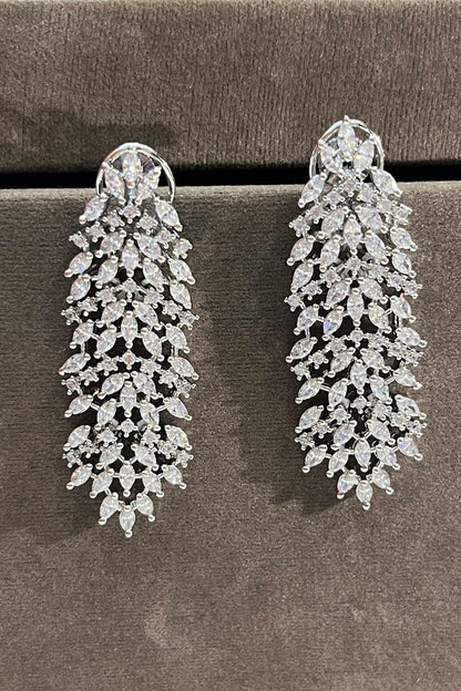 Sleek Tassel White Zirconia Earrings 