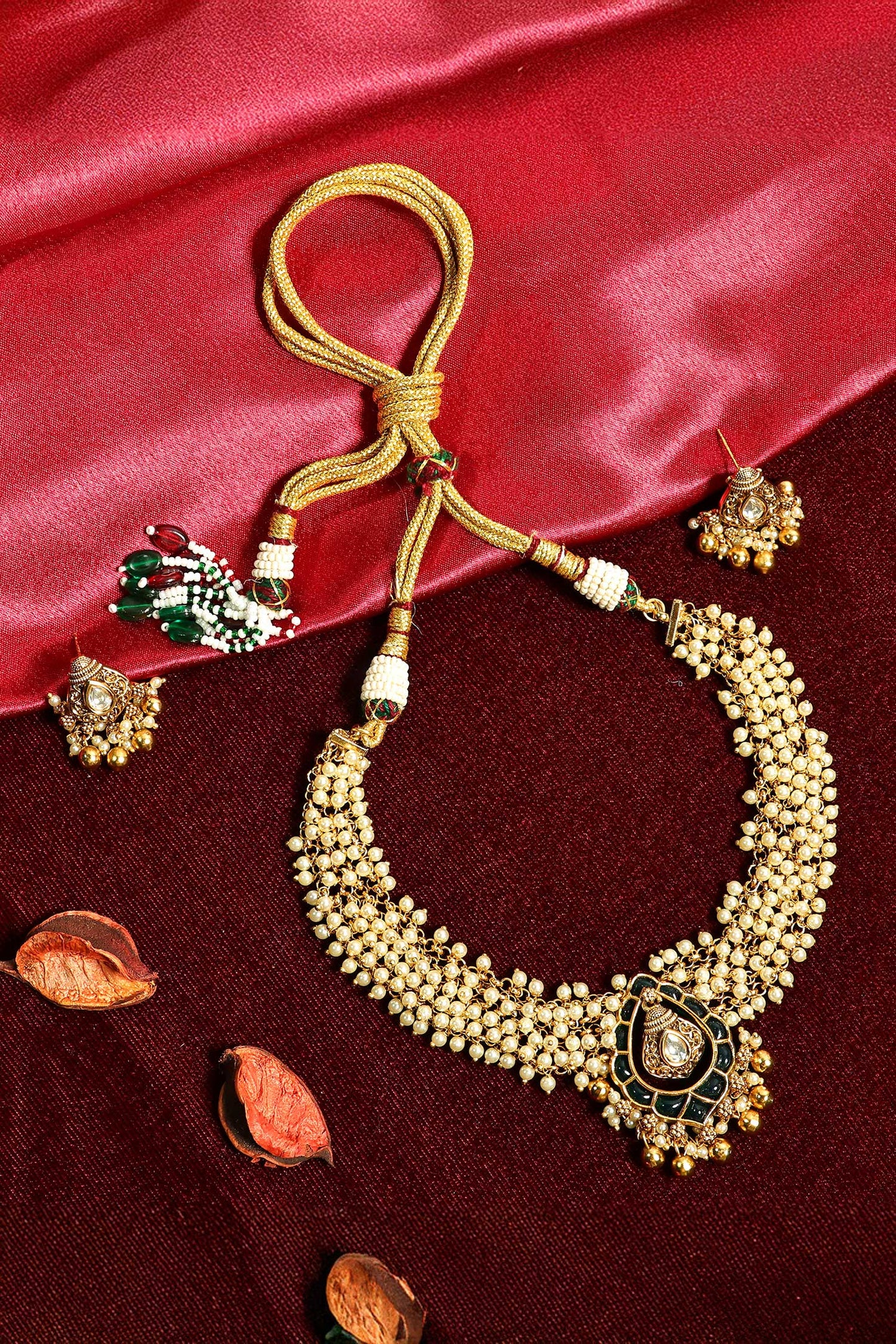 Pearl Temple Necklace Set 