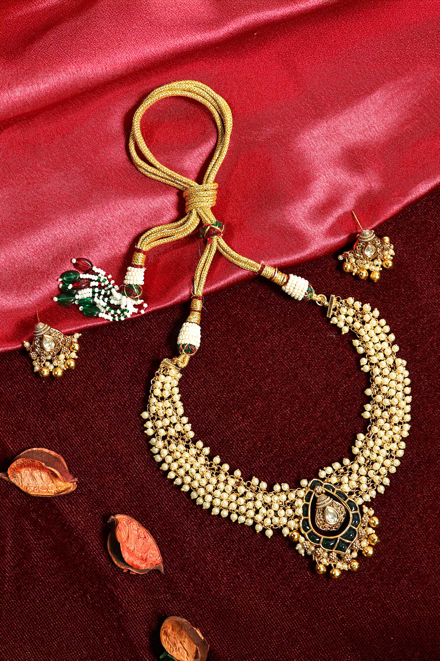Pearl Temple Necklace Set 