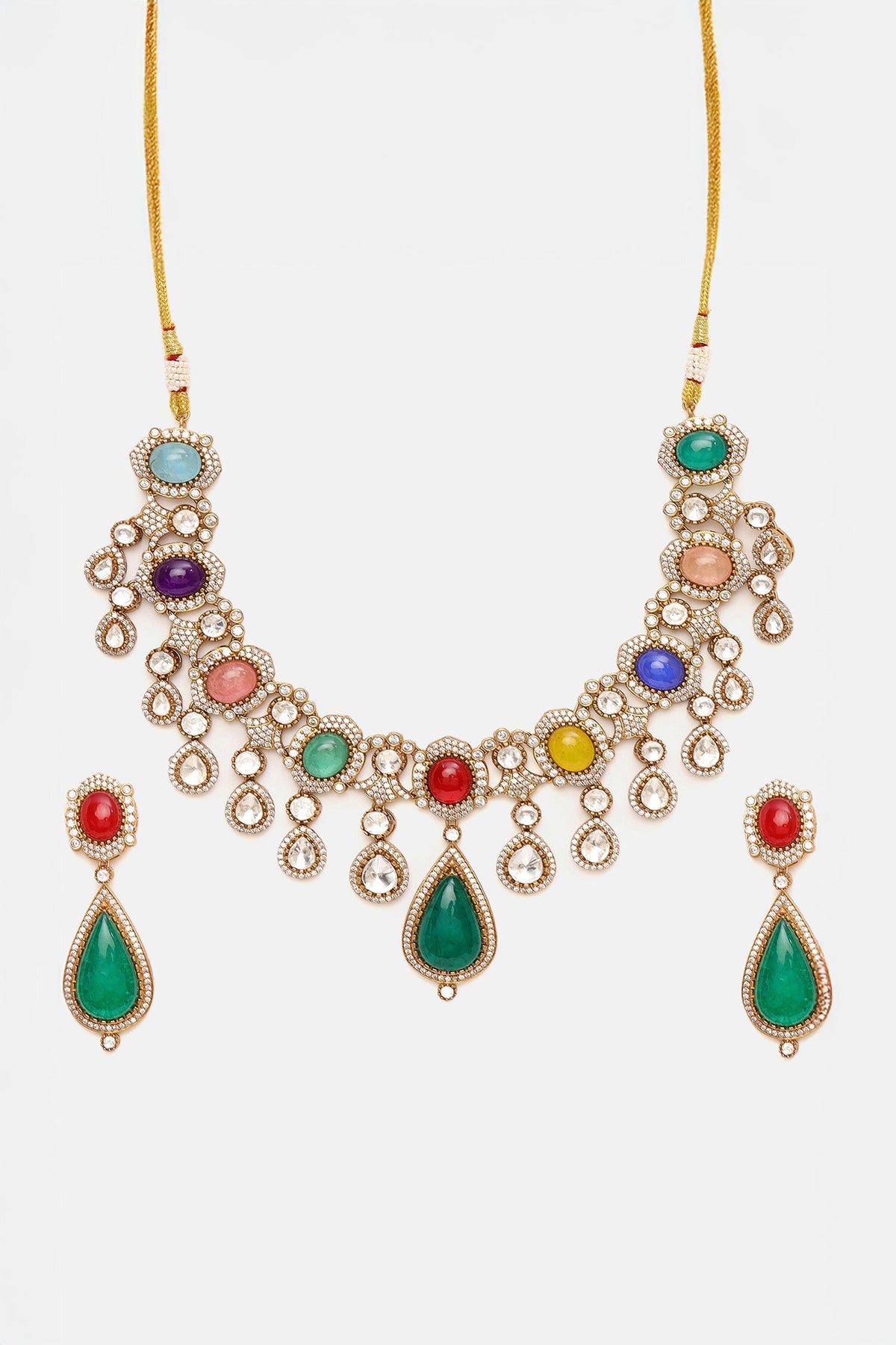 Kundan & Stone Embellished Necklace Set 