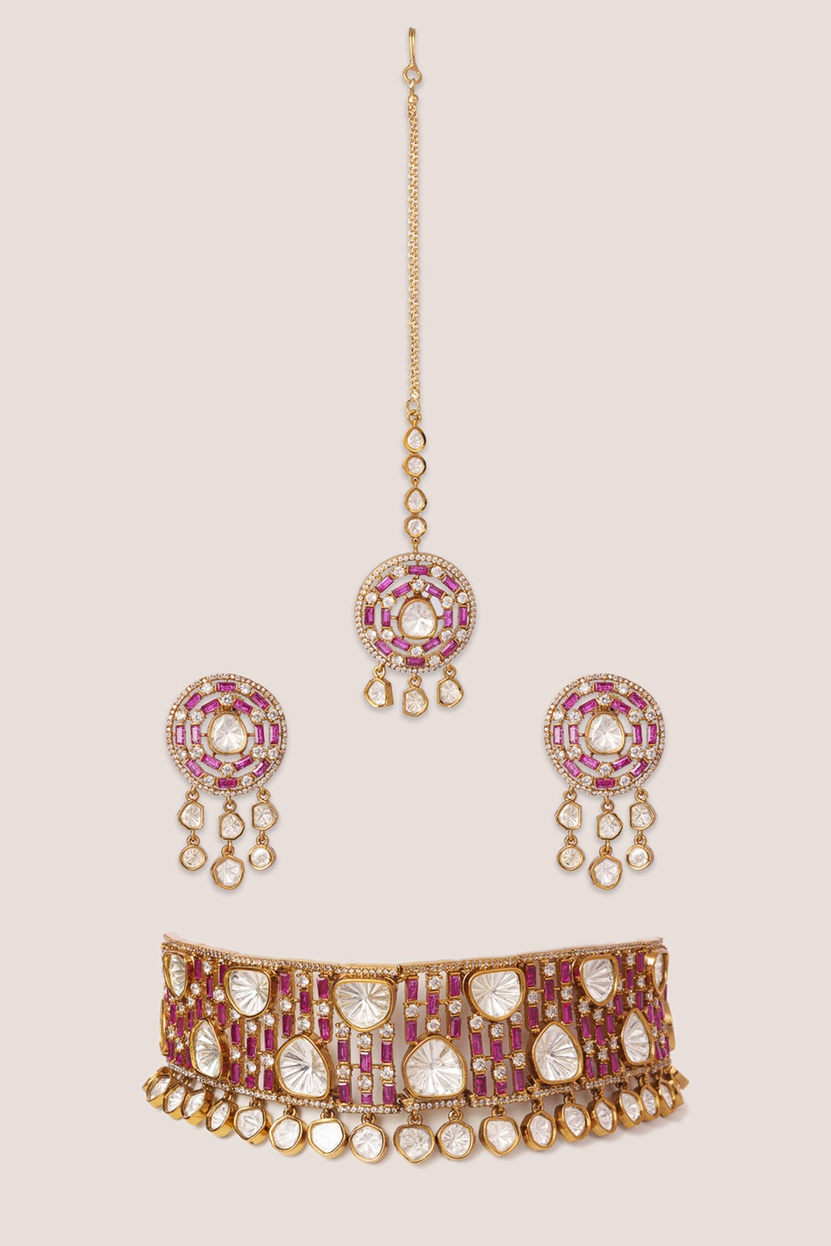 Two Tone Polki Choker Set 