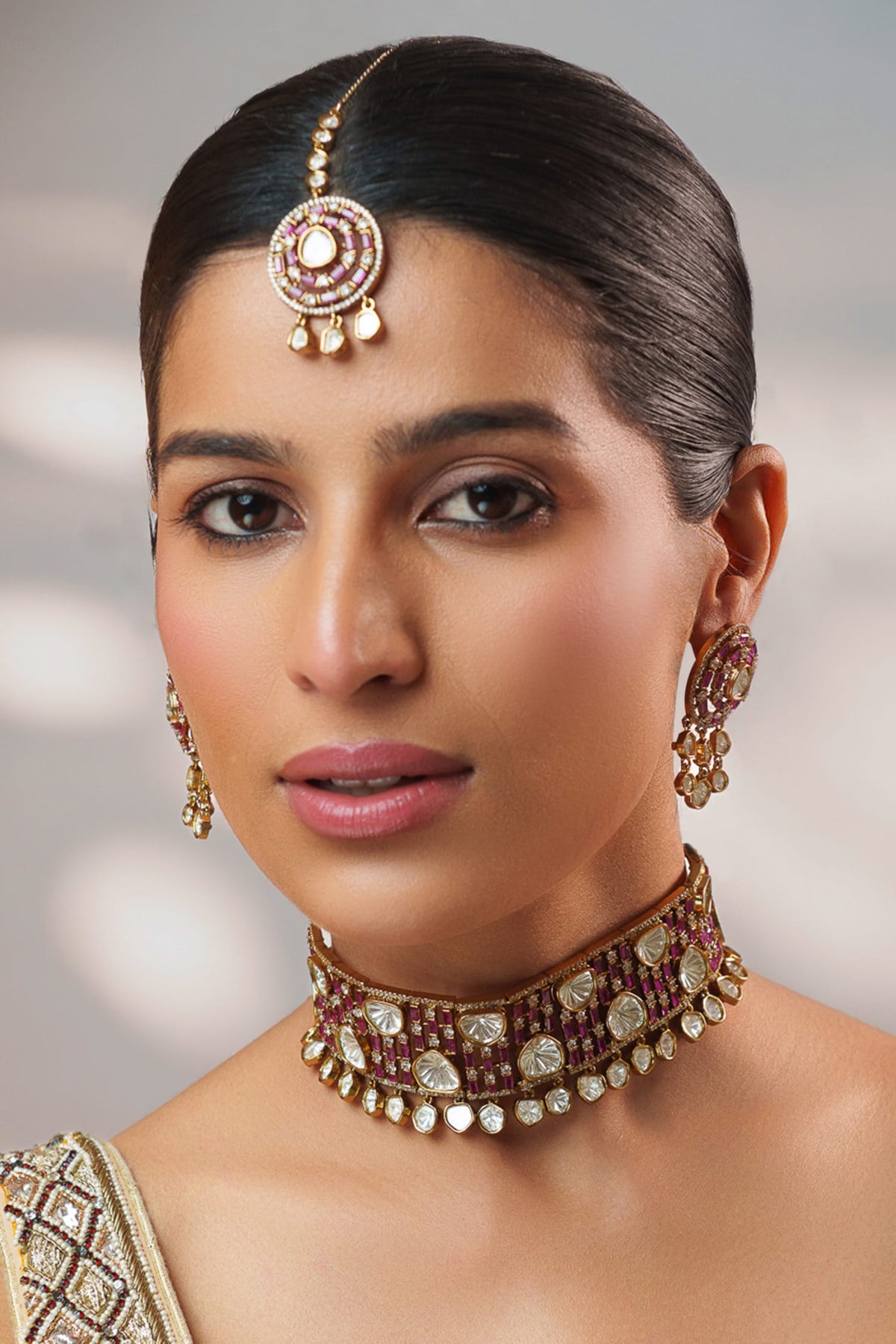 Two Tone Polki Choker Set 