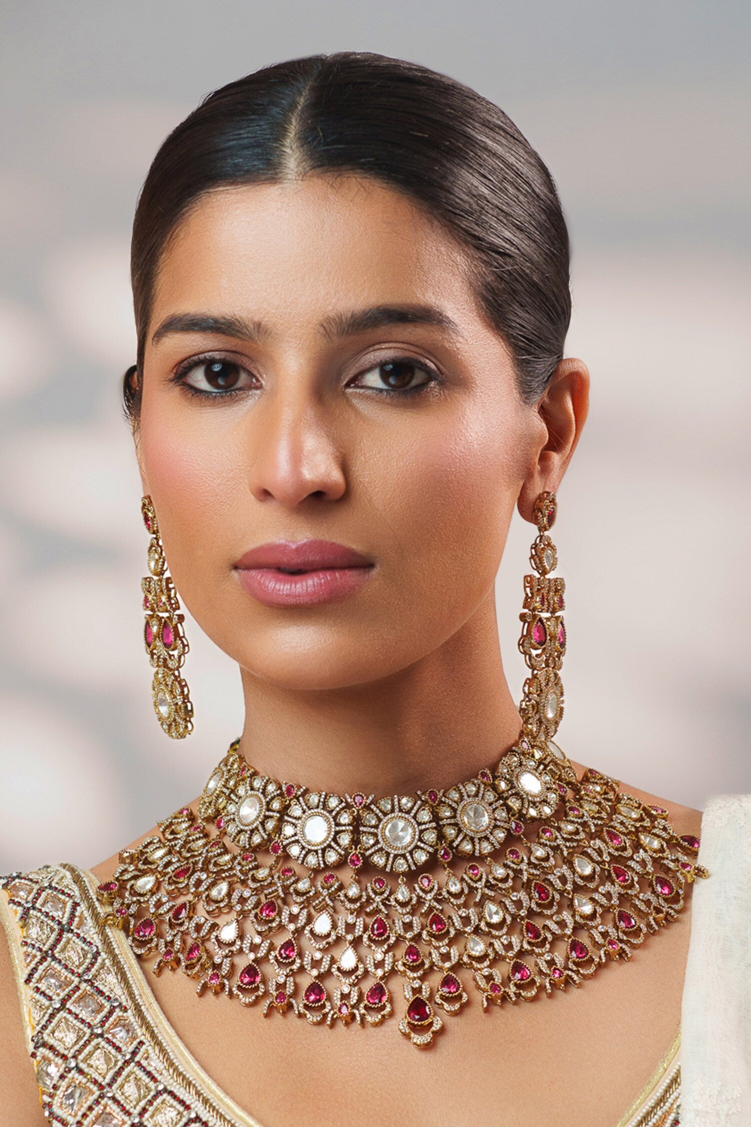 Polki Embellished Necklace Set 