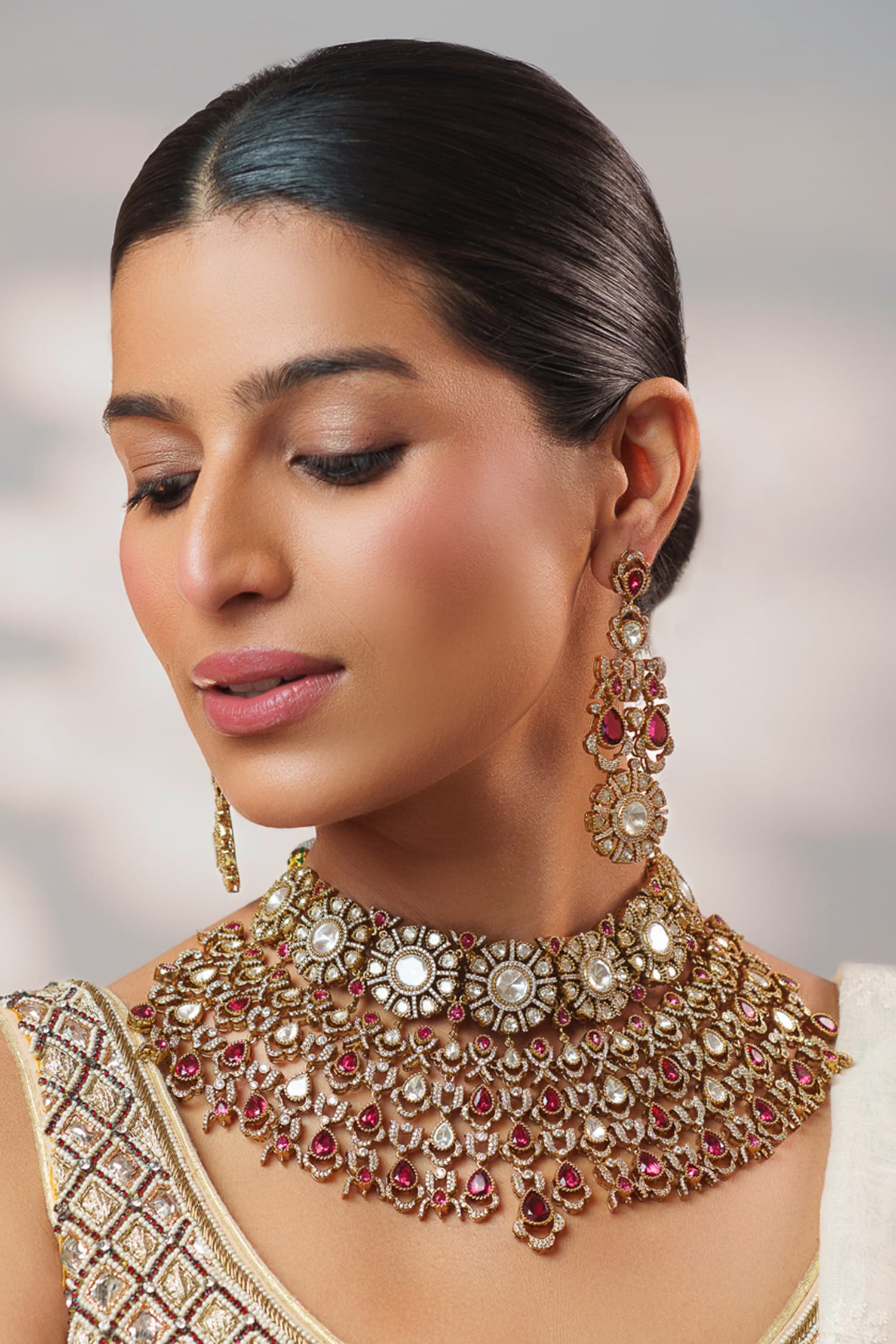 Polki Embellished Necklace Set 