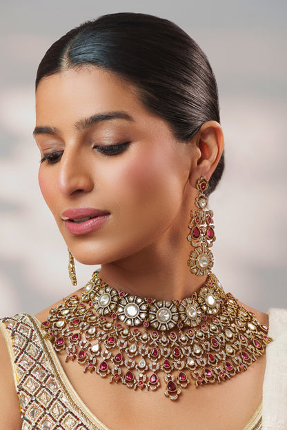Polki Embellished Necklace Set 