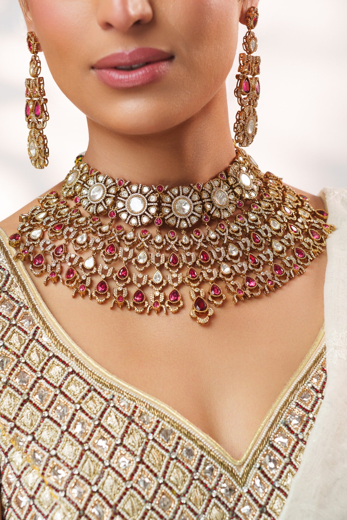 Polki Embellished Necklace Set 