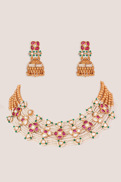 Kundan Embellished Necklace Set 