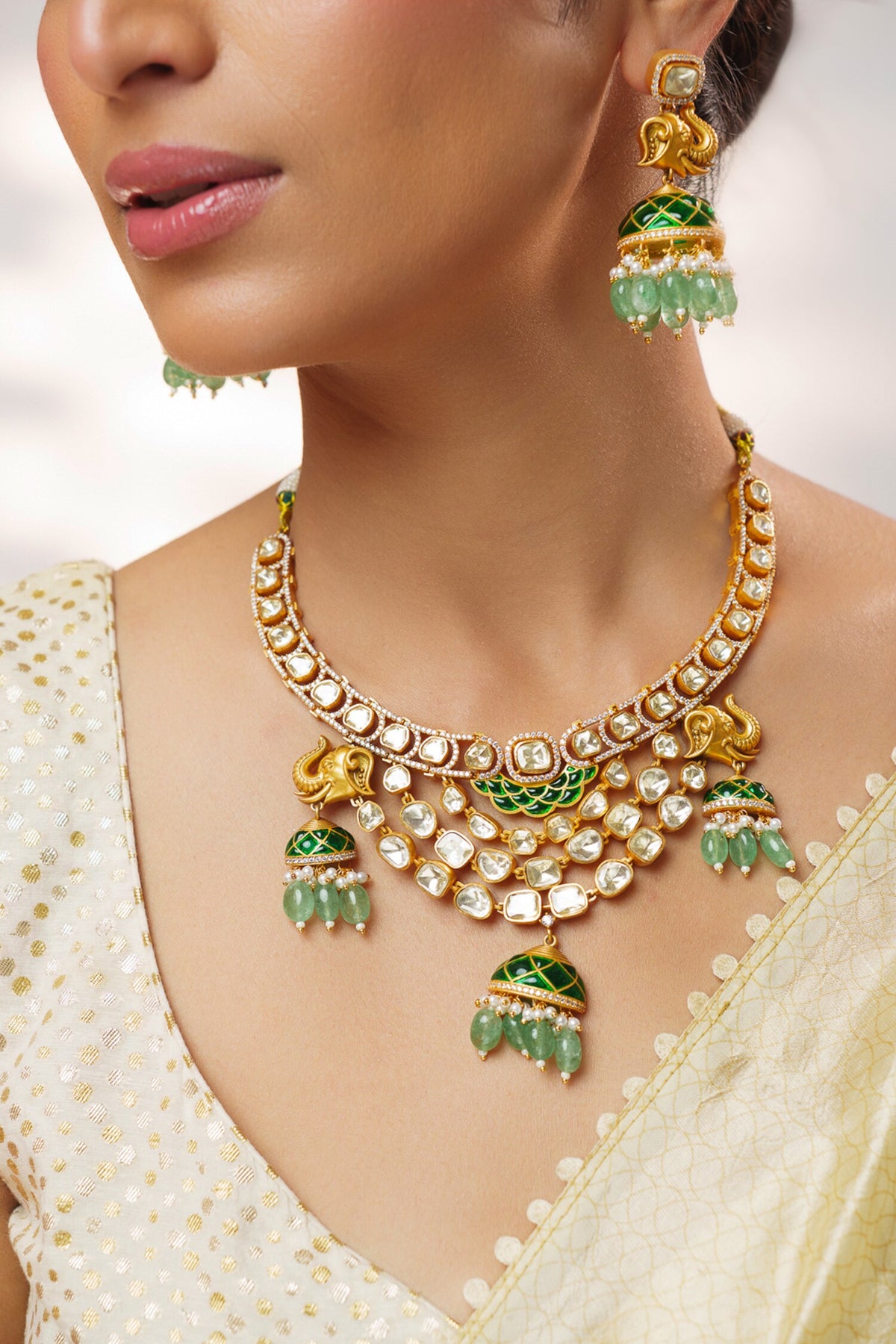 Moissanite Embellished Necklace Set 