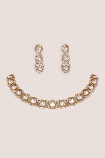 Kundan Polki Stone Necklace Set 