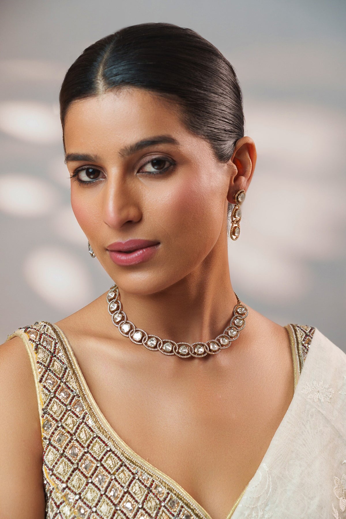 Kundan Polki Stone Necklace Set 