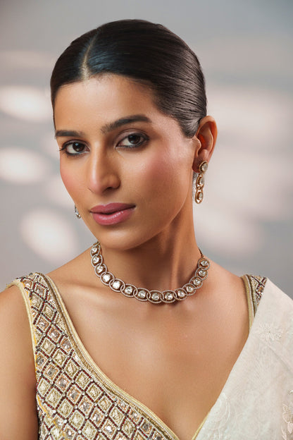 Kundan Polki Stone Necklace Set 