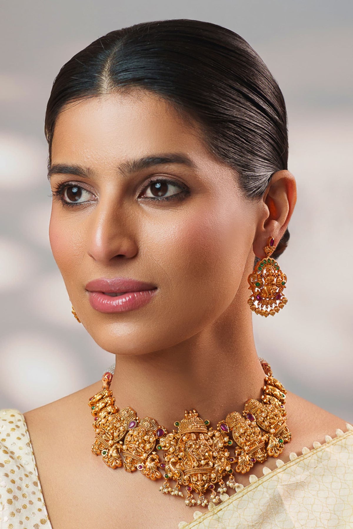 Kundan Temple Necklace Set 
