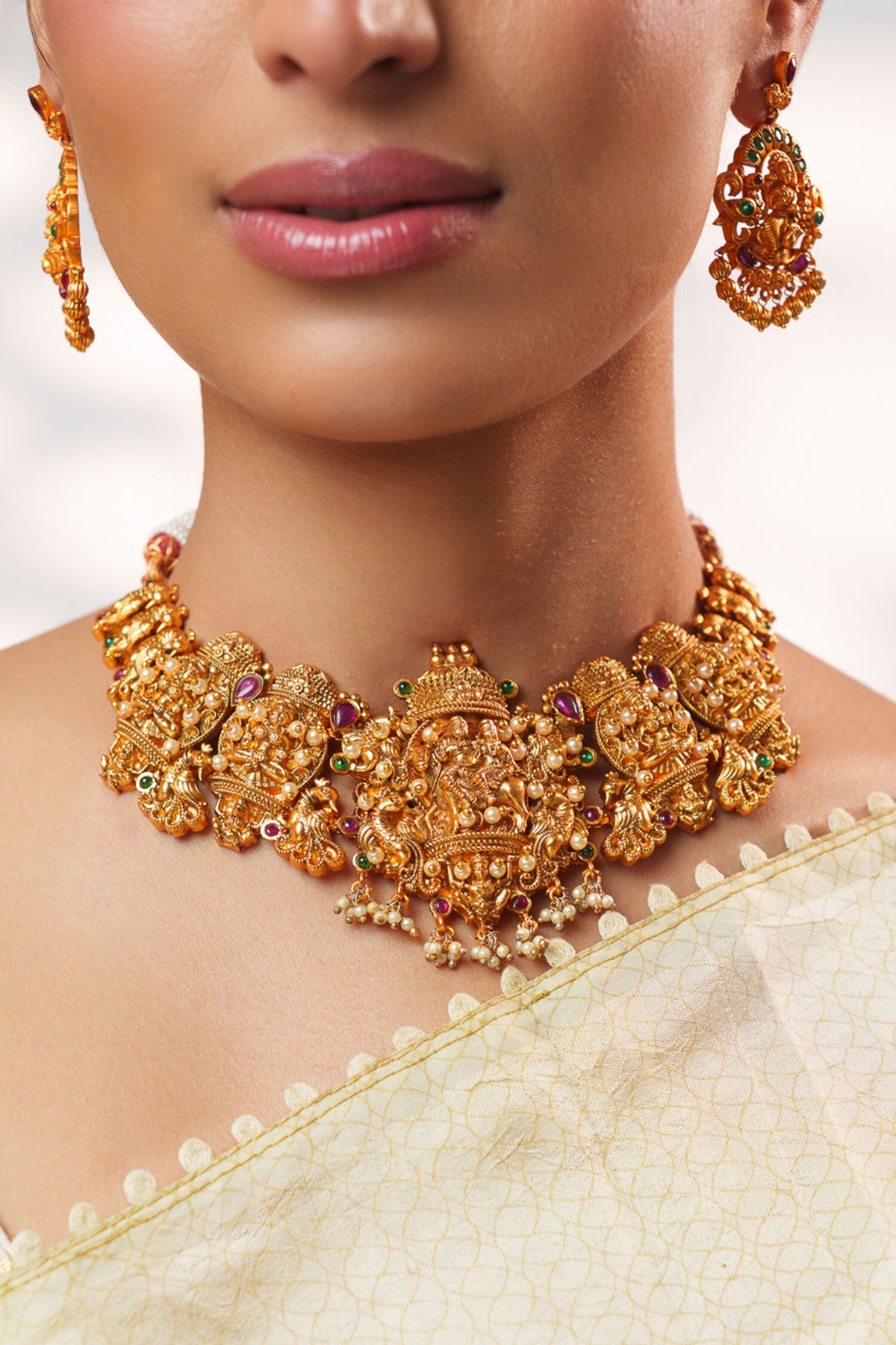 Kundan Temple Necklace Set 