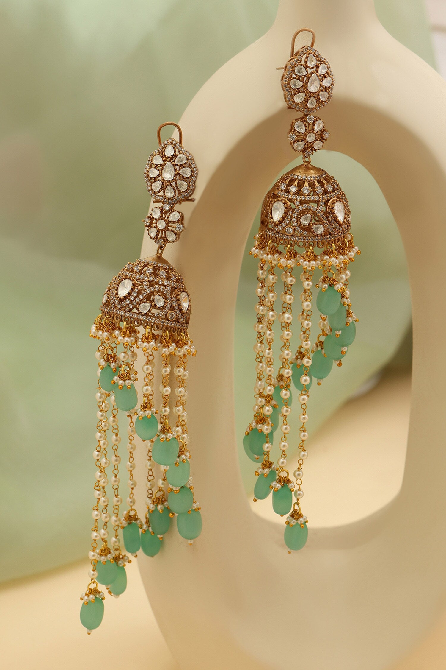 Diamond & Stone Jhumka Earrings 