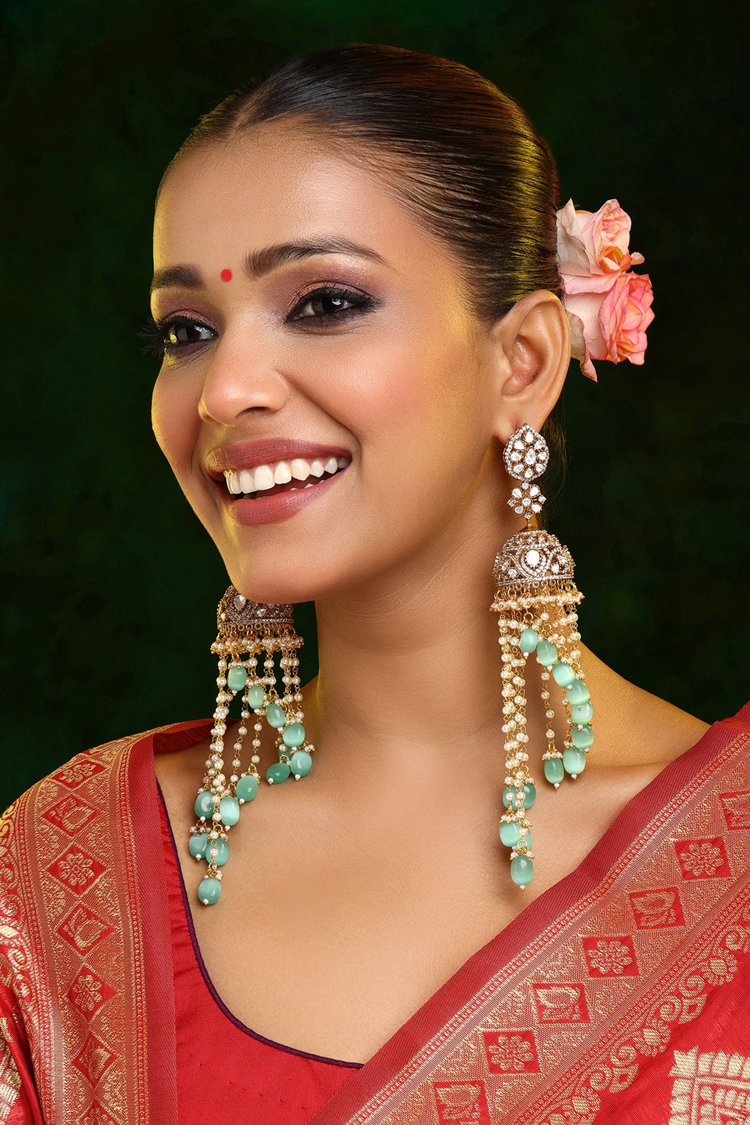 Diamond & Stone Jhumka Earrings 