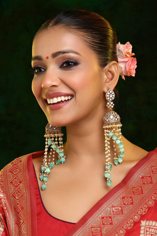 Diamond & Stone Jhumka Earrings 