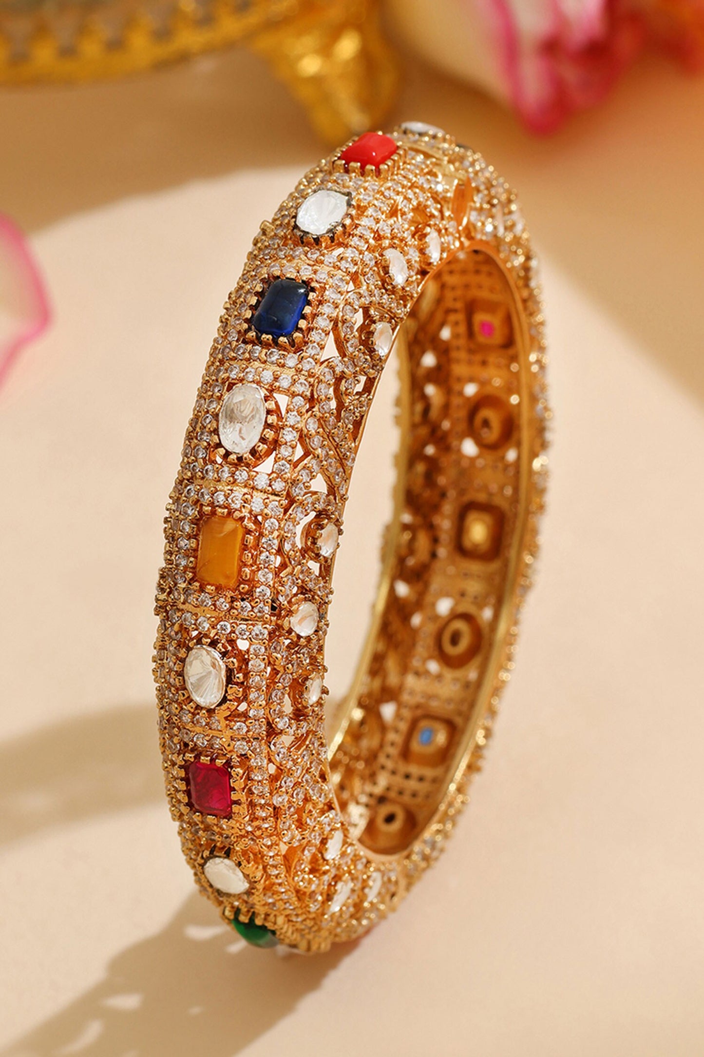 Multi Kundan Embellished Bracelet 