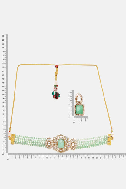 Stone & Moissanite Studded Necklace Set 