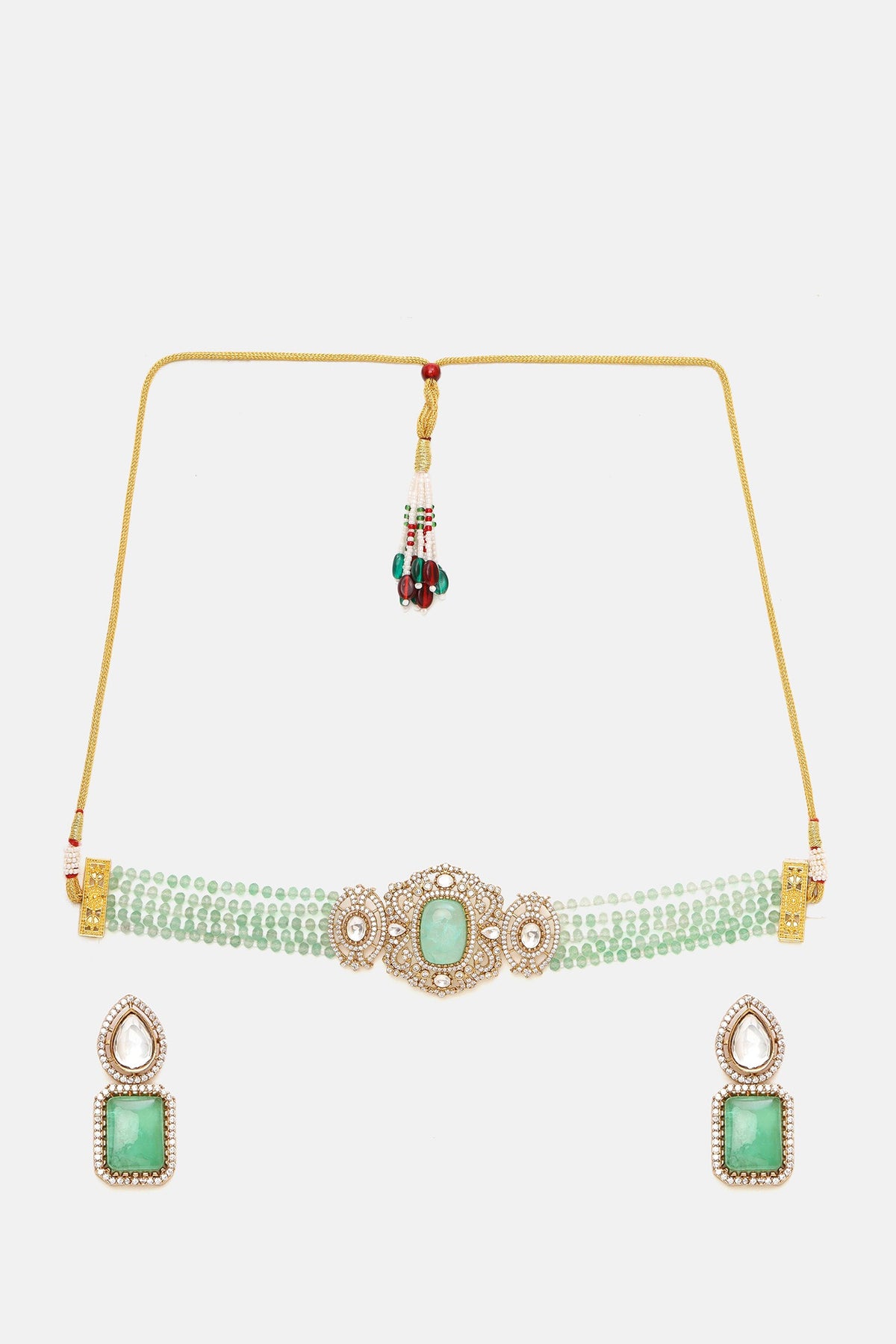 Stone & Moissanite Studded Necklace Set 