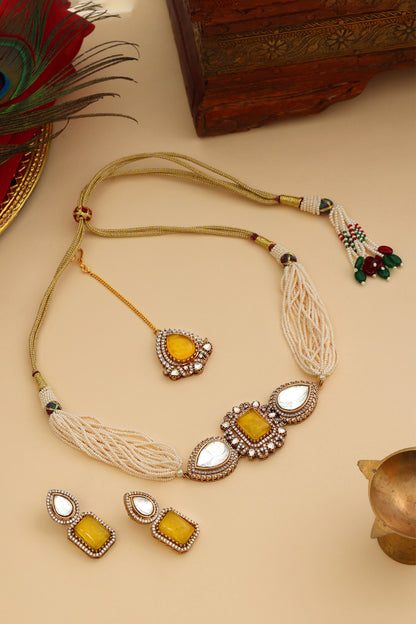Stone & Moissanite Embellished Necklace Set 