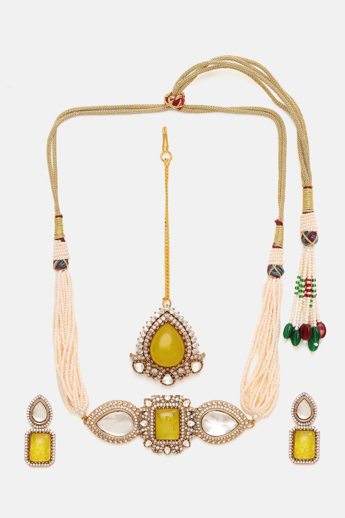 Stone & Moissanite Embellished Necklace Set 