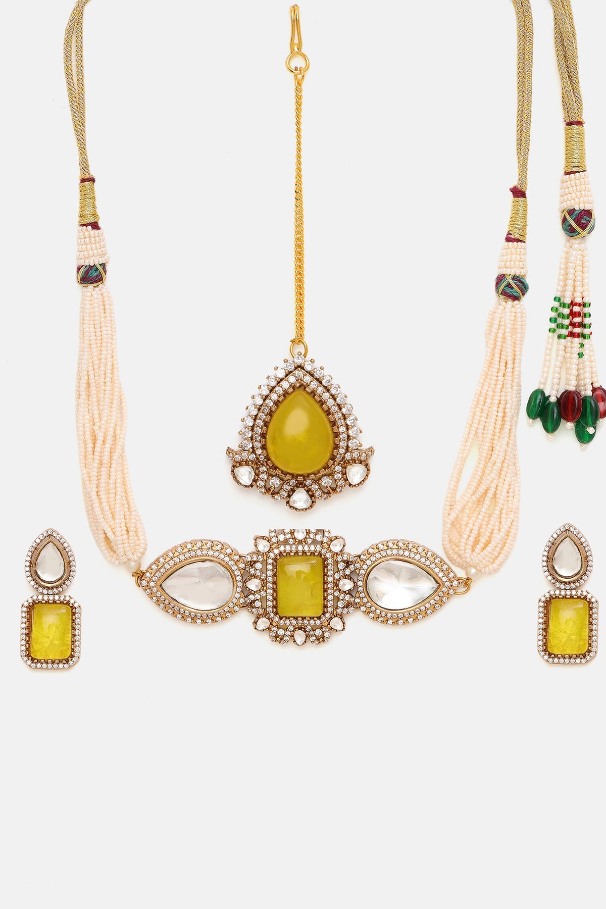 Stone & Moissanite Embellished Necklace Set 
