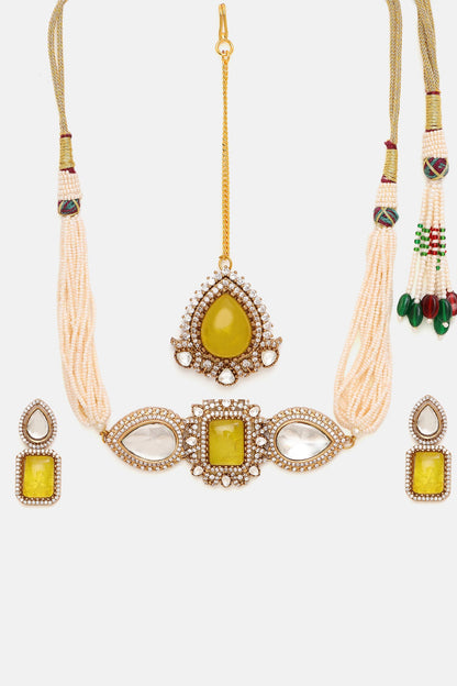 Stone & Moissanite Embellished Necklace Set 