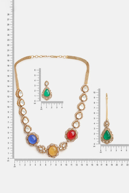Stonework Kundan Embellished Necklace Set 