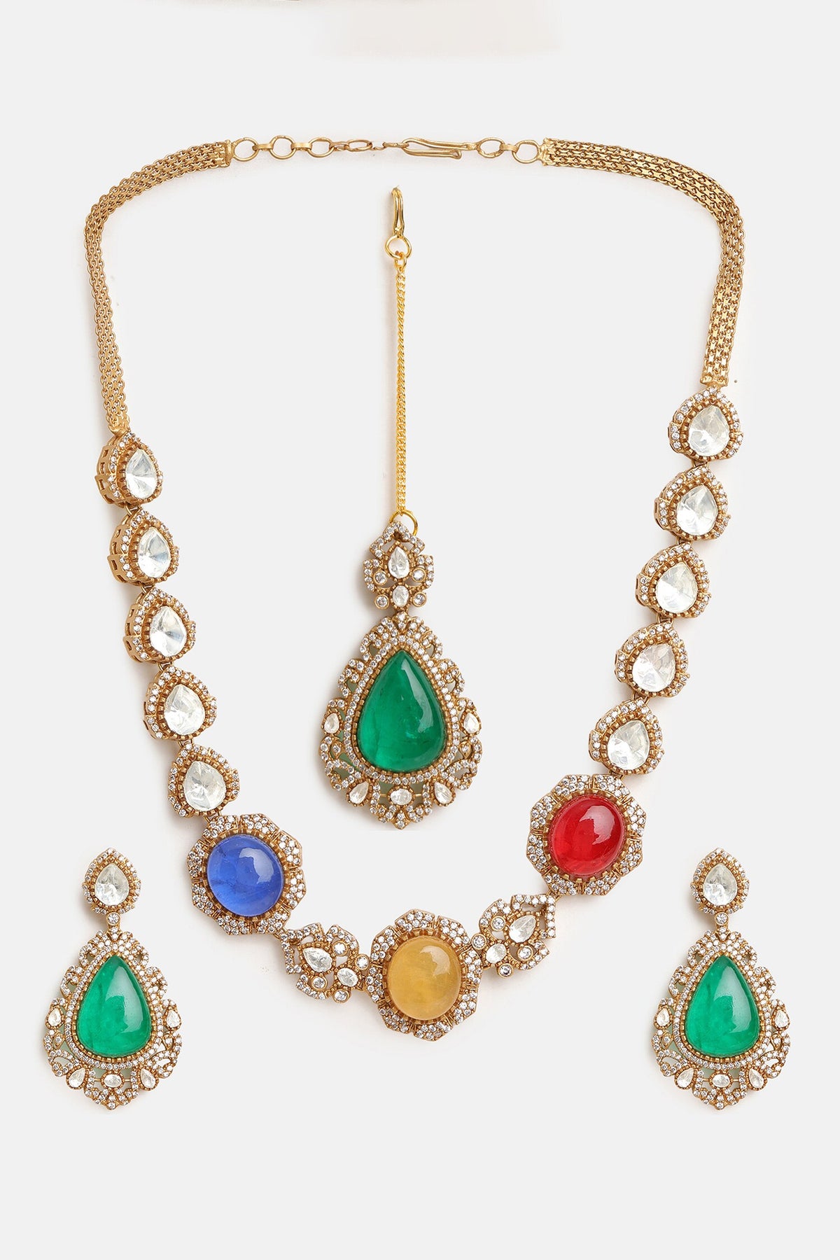 Stonework Kundan Embellished Necklace Set 