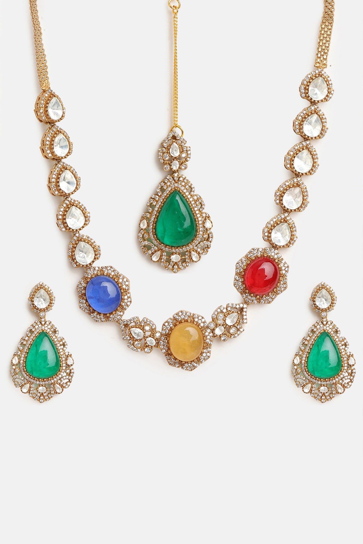 Stonework Kundan Embellished Necklace Set 