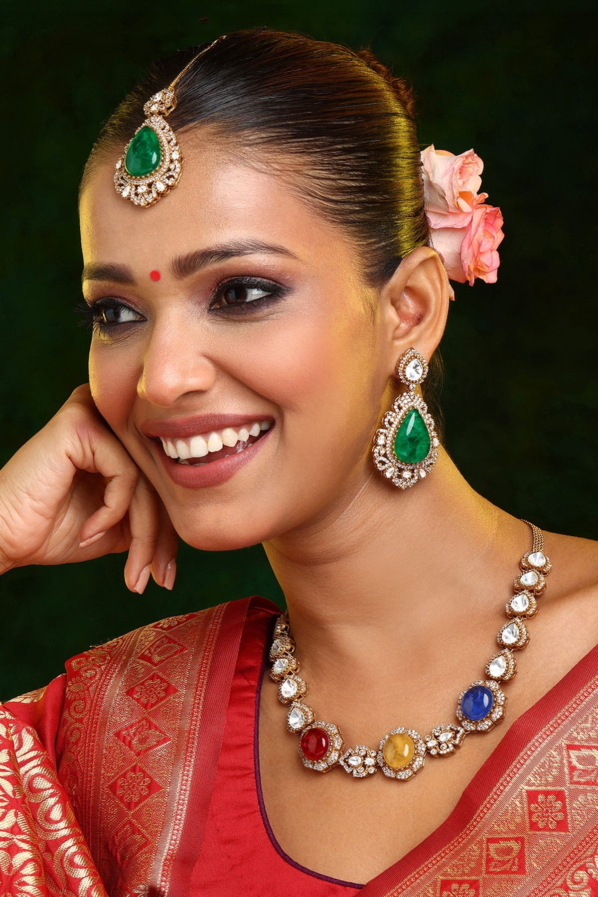 Stonework Kundan Embellished Necklace Set 