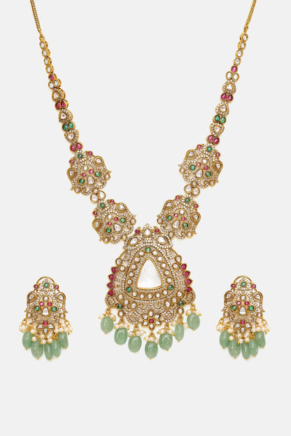 Long Kundan Heavy Maharani Necklace Set 