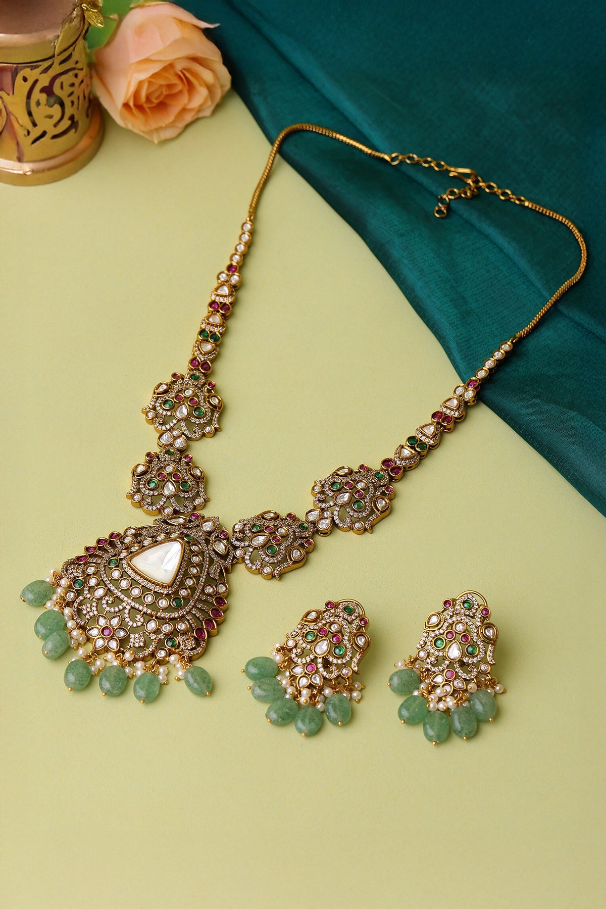 Long Kundan Heavy Maharani Necklace Set 