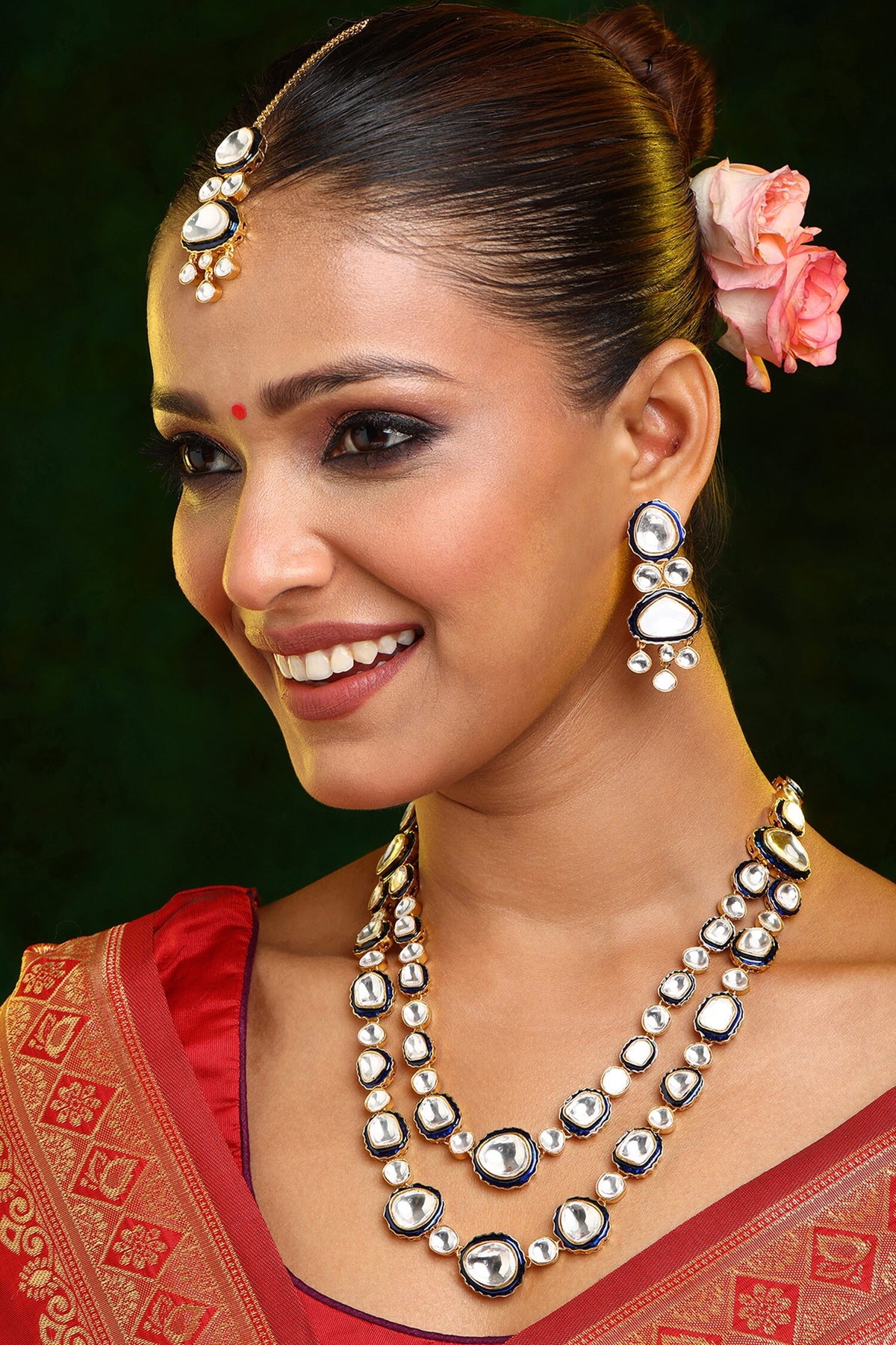 Meenakari Kundan Layered Necklace Set 