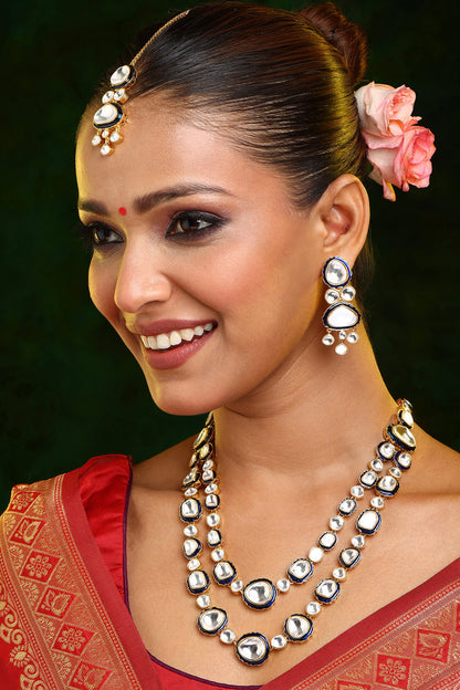 Meenakari Kundan Layered Necklace Set 