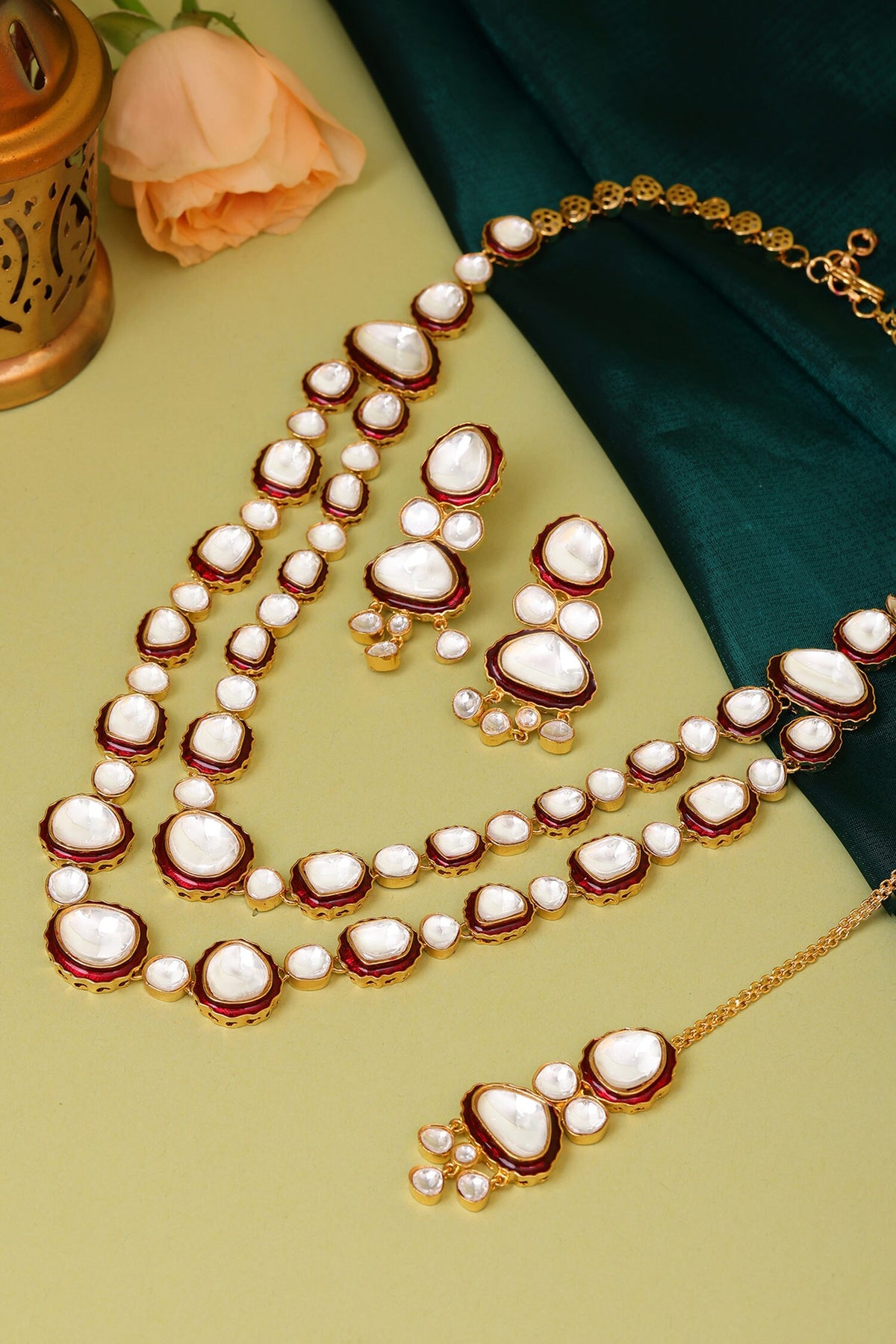 Meenakari Kundan Layered Necklace Set 