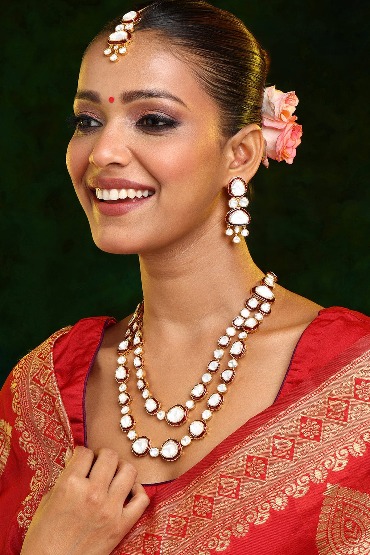 Meenakari Kundan Layered Necklace Set 