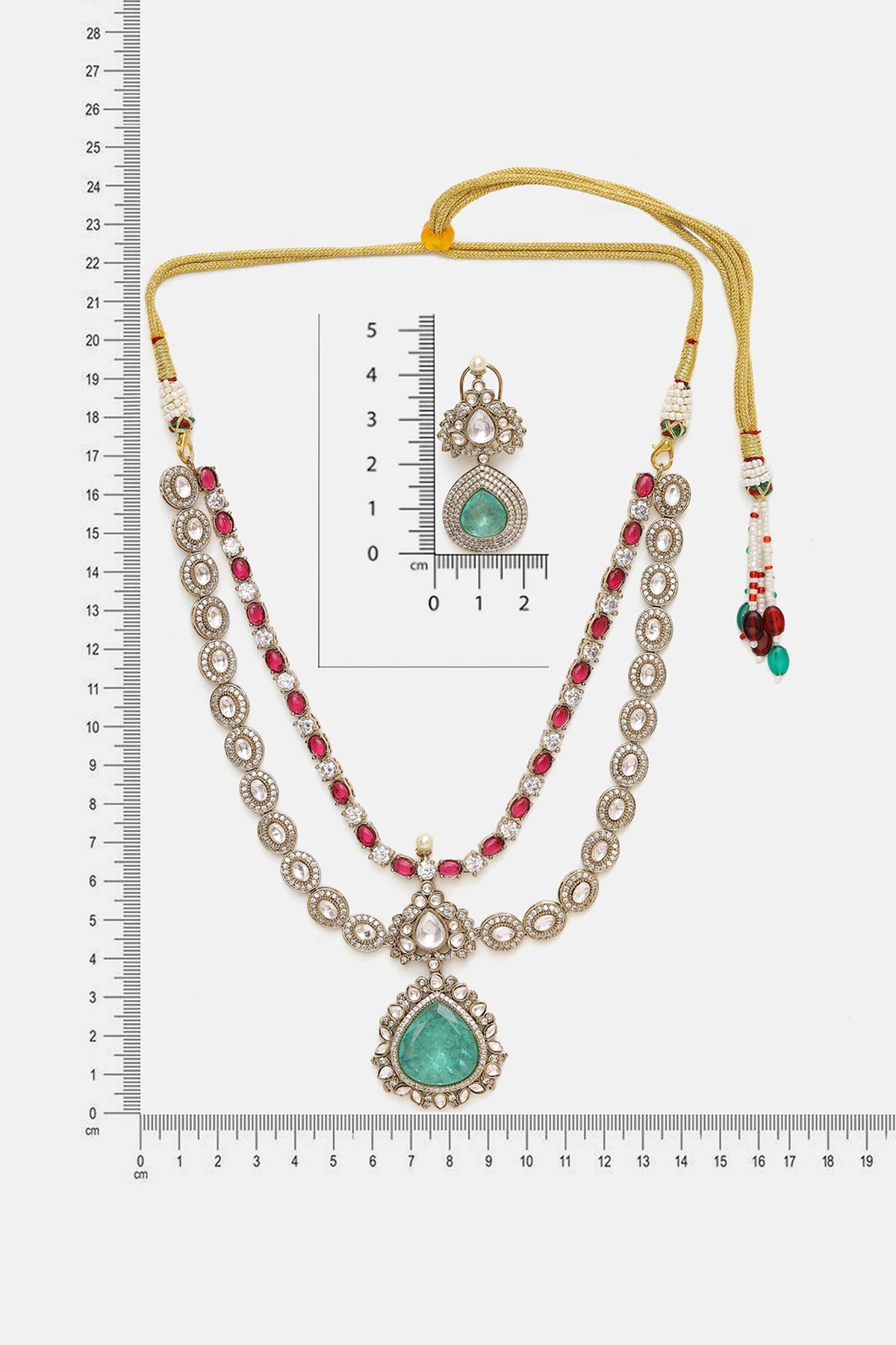 Stonework Moissanite Necklace With Earrings 