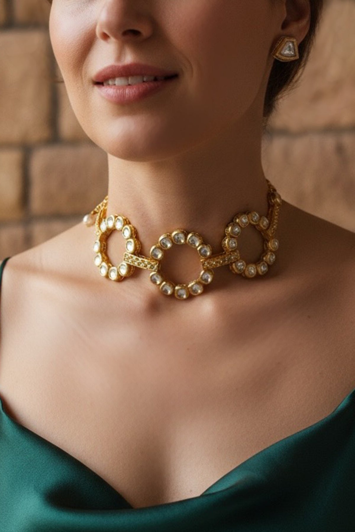 Gold Mirror Orbit Necklace Set 