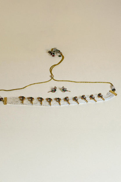 Whispering Gems Bird Choker & Earrings Set 