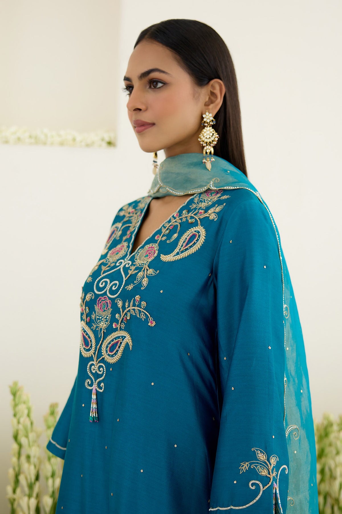 Ishya Kundan Fleur Embellished Earrings 