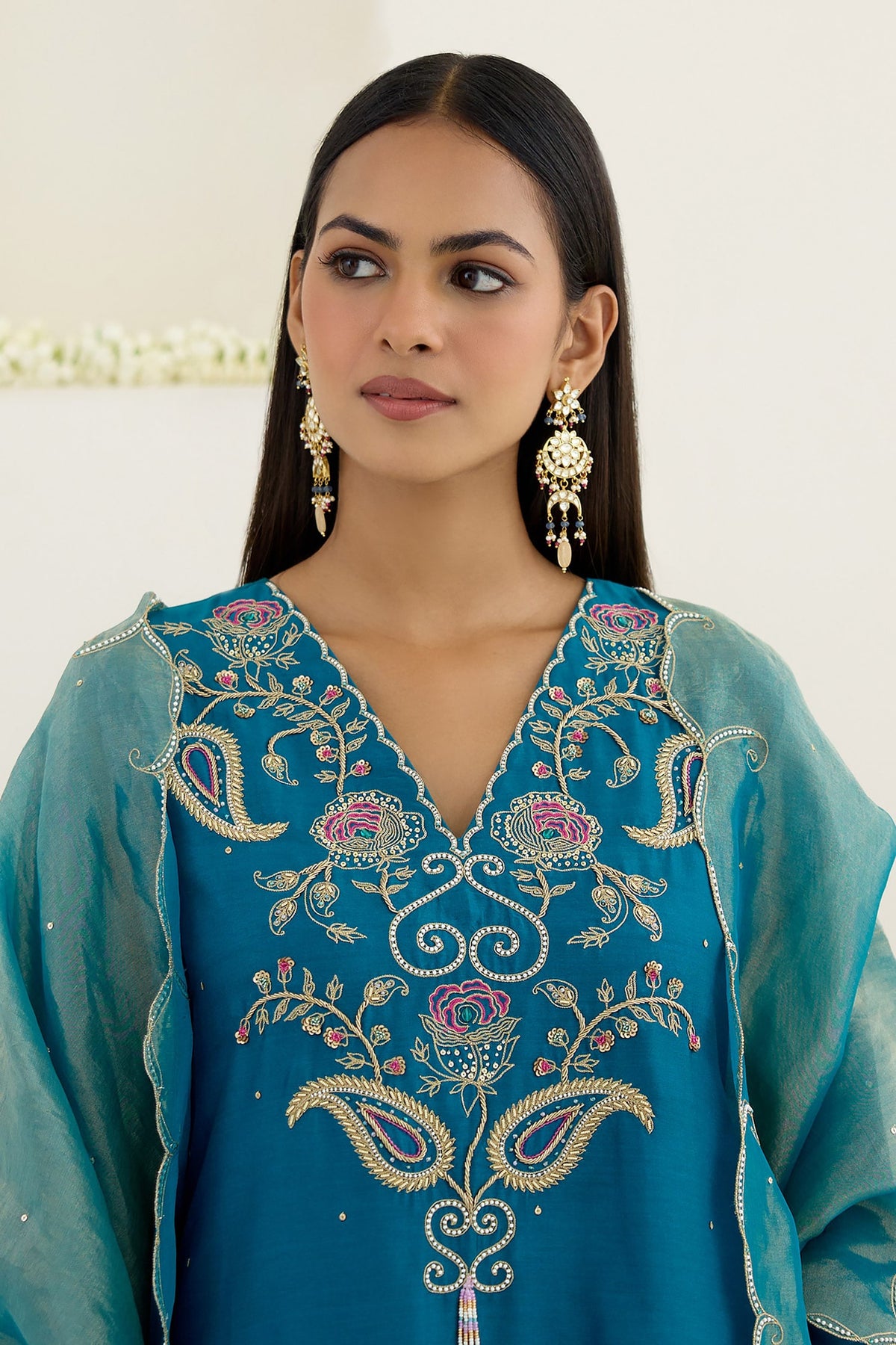 Ishya Kundan Fleur Embellished Earrings 