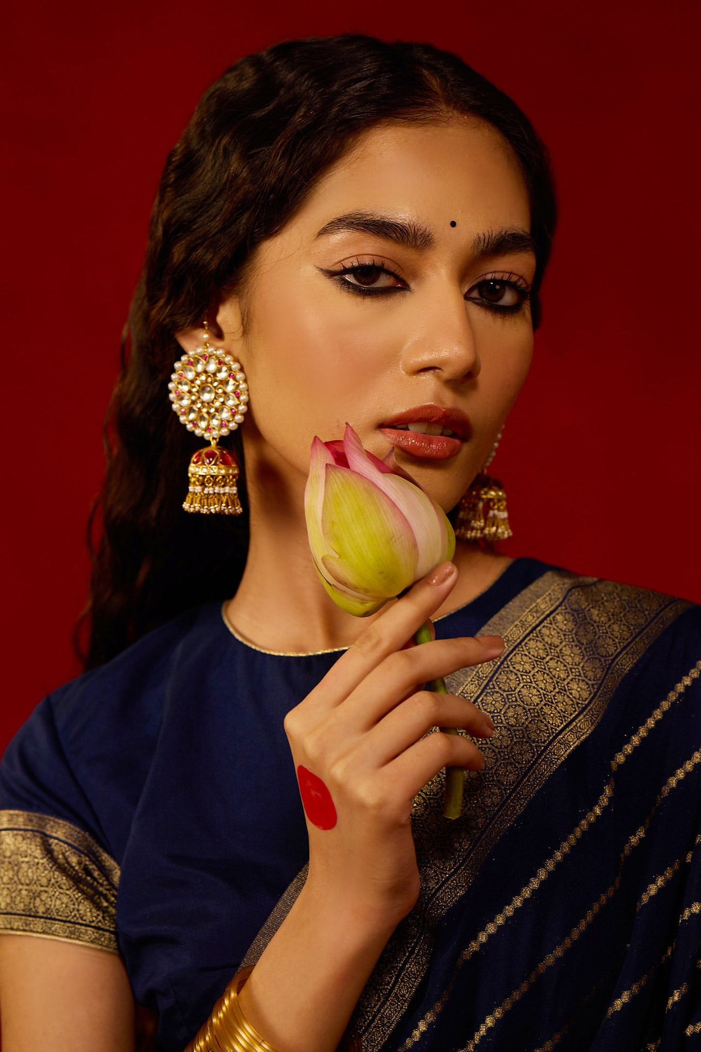 Ruby Embellished Jhumkas 