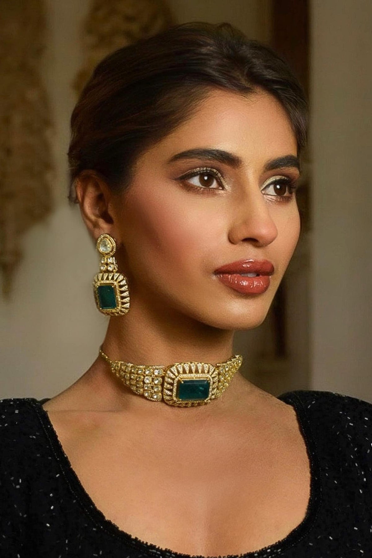Meher Elan Polki & Doublet Emerald Choker Set 