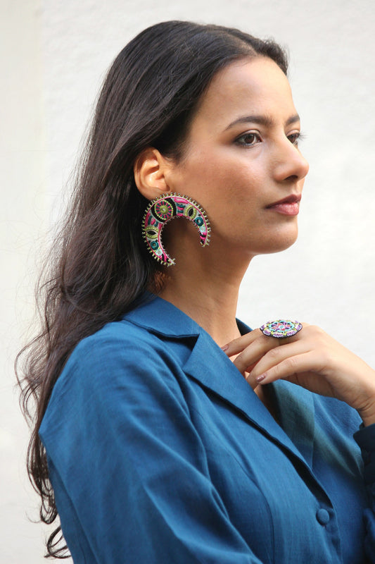 Jugnu Crescent Statement Earring 