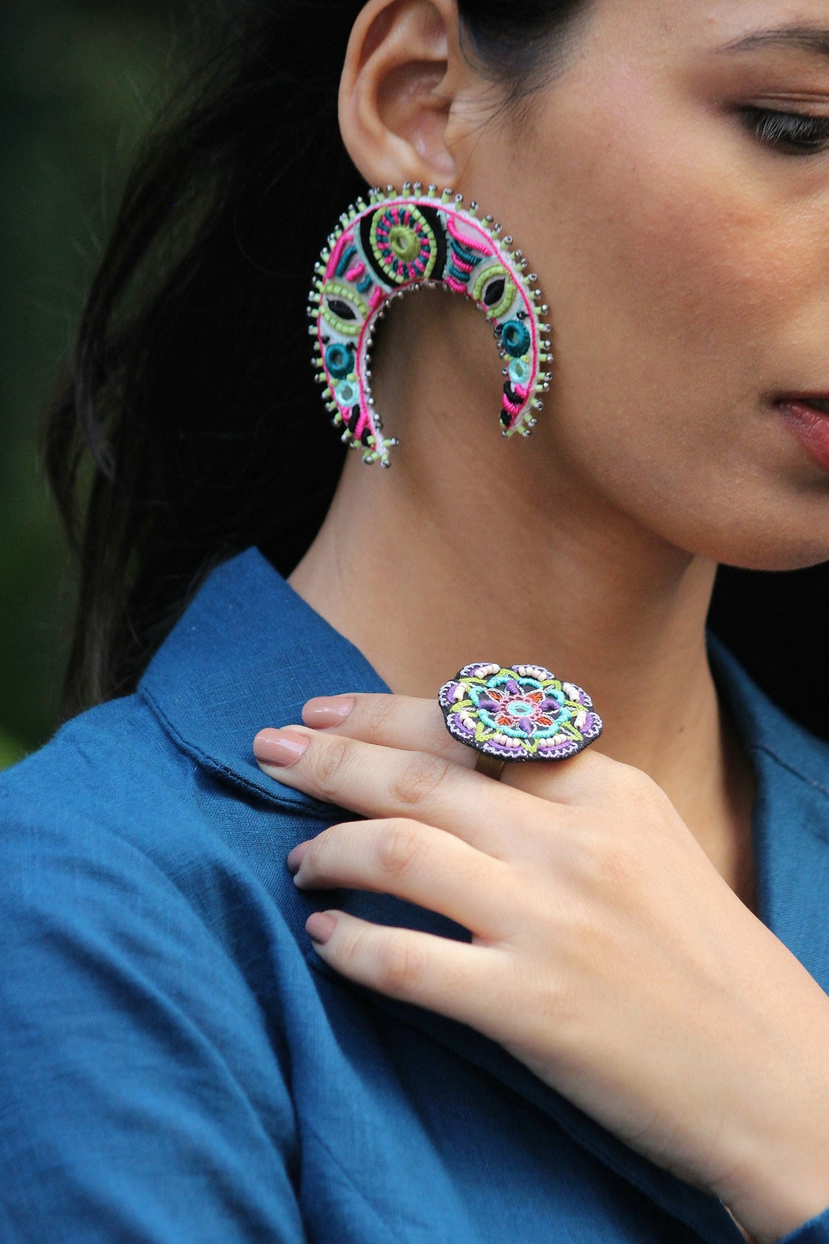 Jugnu Crescent Statement Earring 