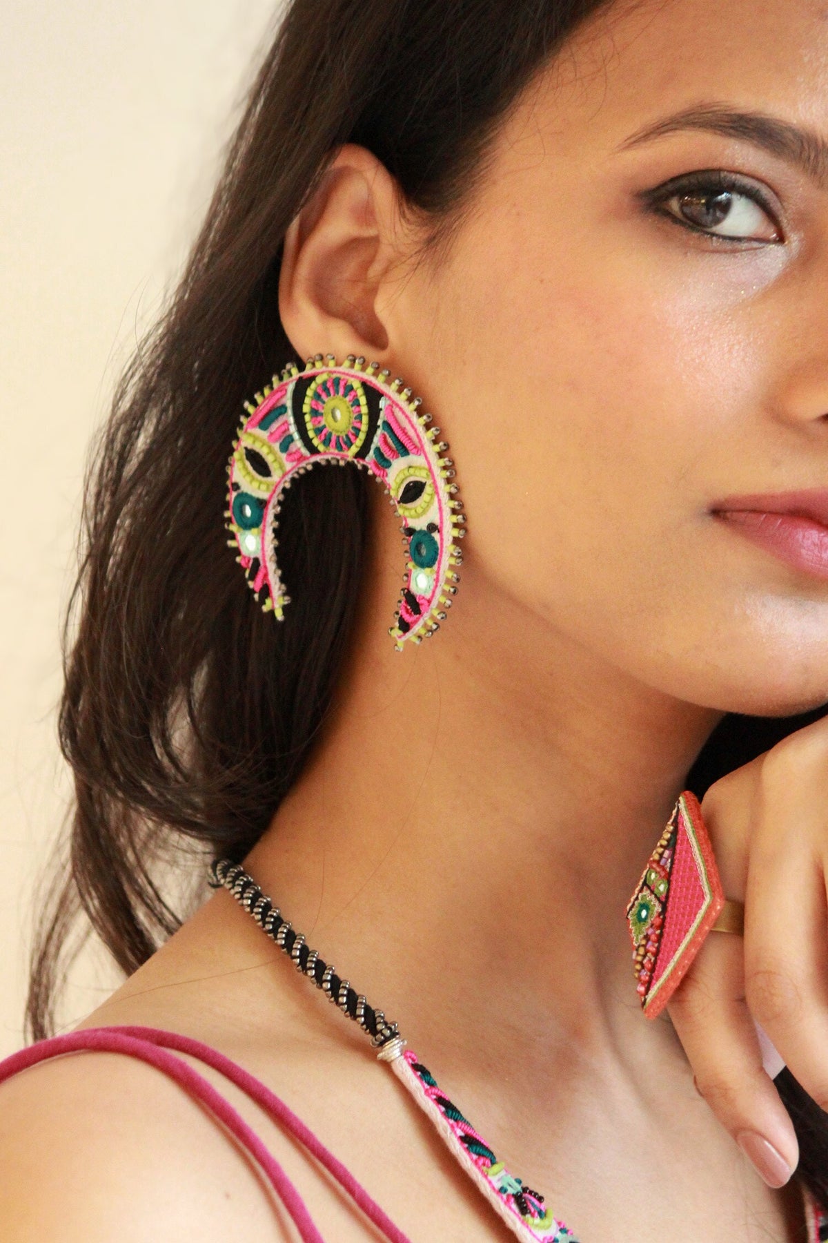 Jugnu Crescent Statement Earring 