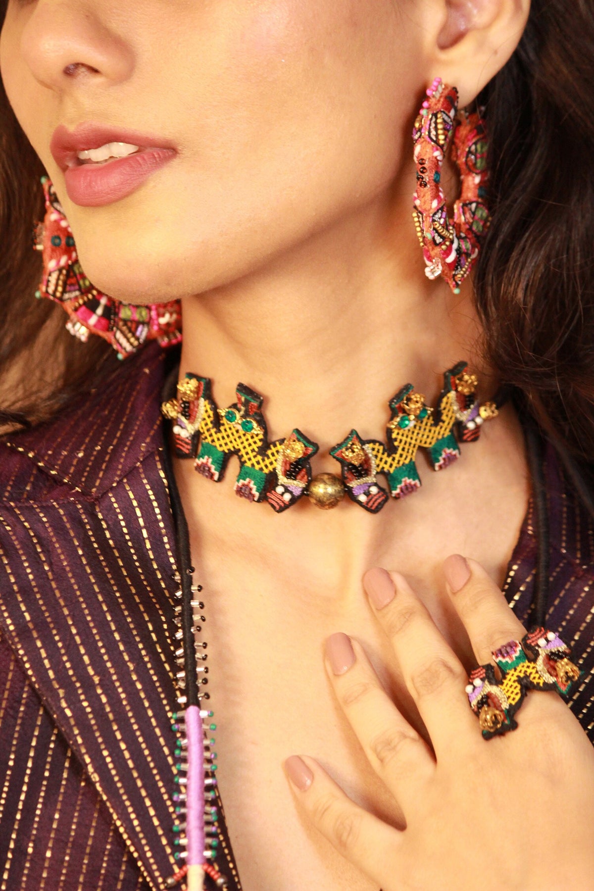 Drama Queen Hand Embroidered Choker 