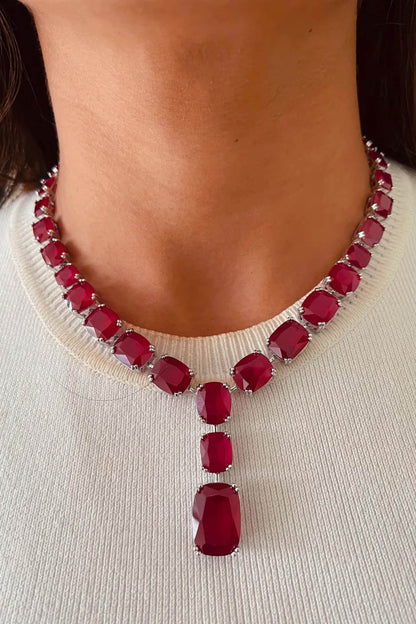 Ruby Drop Necklace Set 